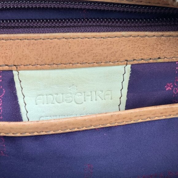 Anuschka Painted Butterfly Leather Hobo Shoulder Bag Zip Top Purse Dual Straps - Picture 6 of 16